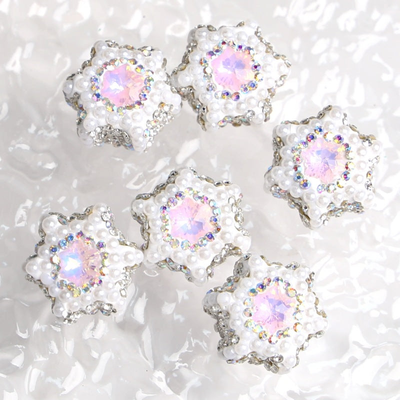 Wholesale Snowflake Diamond Ball with Straight Hole Ceramic Mud Beads